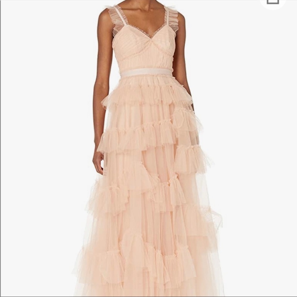 BCBG Eve Tiered Ruffled Tulle Maxi Dress. Size 10